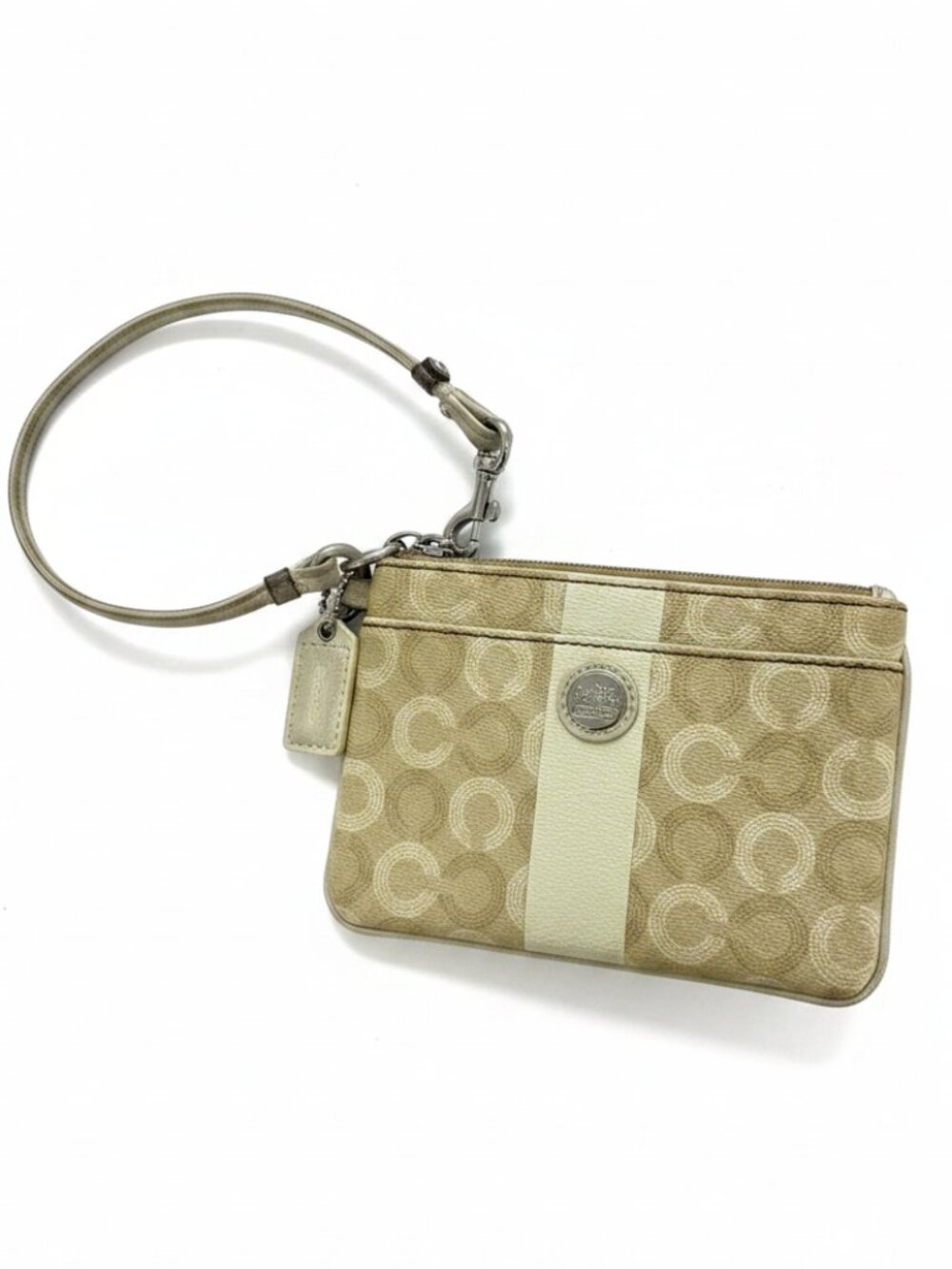 Coach signature leather Wristlet Very Used wallet cream logo